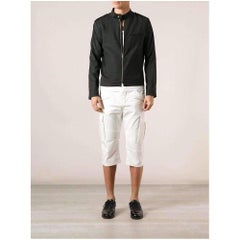 Balmain White Cotton Cargo Biker Shorts