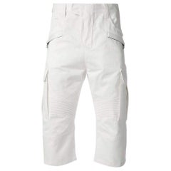 Balmain White Cotton Cargo Biker Shorts