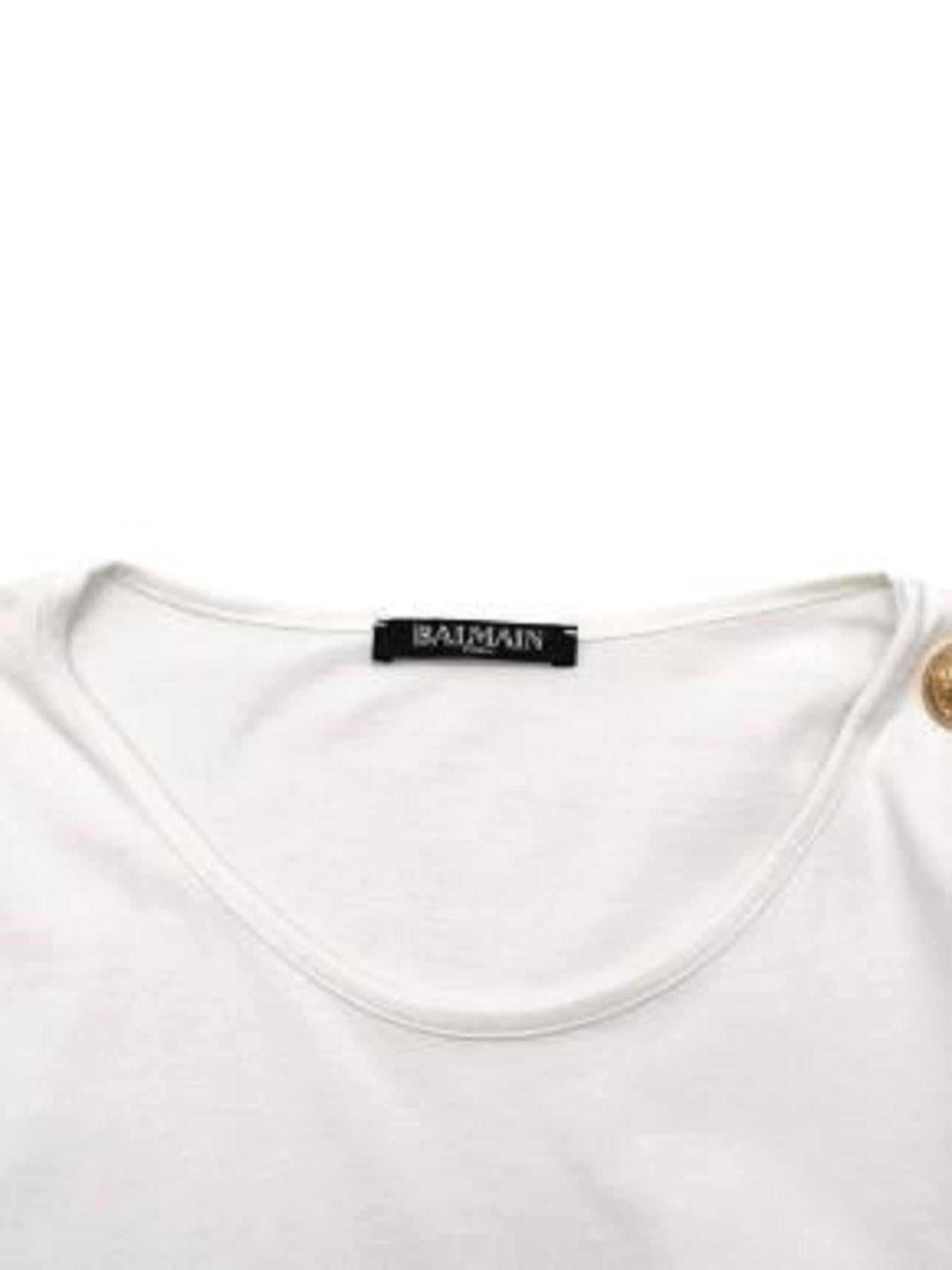 Balmain White cotton logo vest For Sale 1