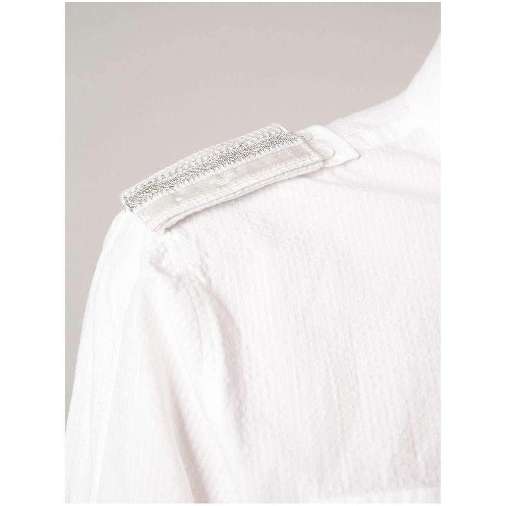 Women's Balmain White Cotton Military Shirt For Sale