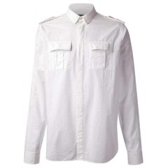 Balmain White Cotton Military Shirt