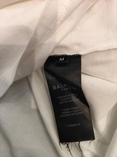 Balmain Unisex White Cotton T-Shirt, Size Medium, Excellent Condition