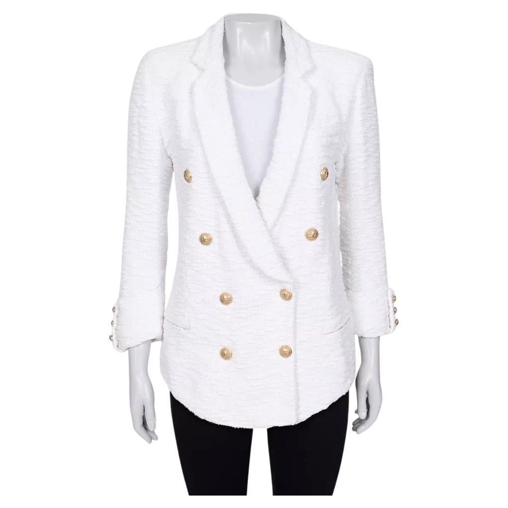 Balmain White Double-Breasted Jacket Sz.M/FR38