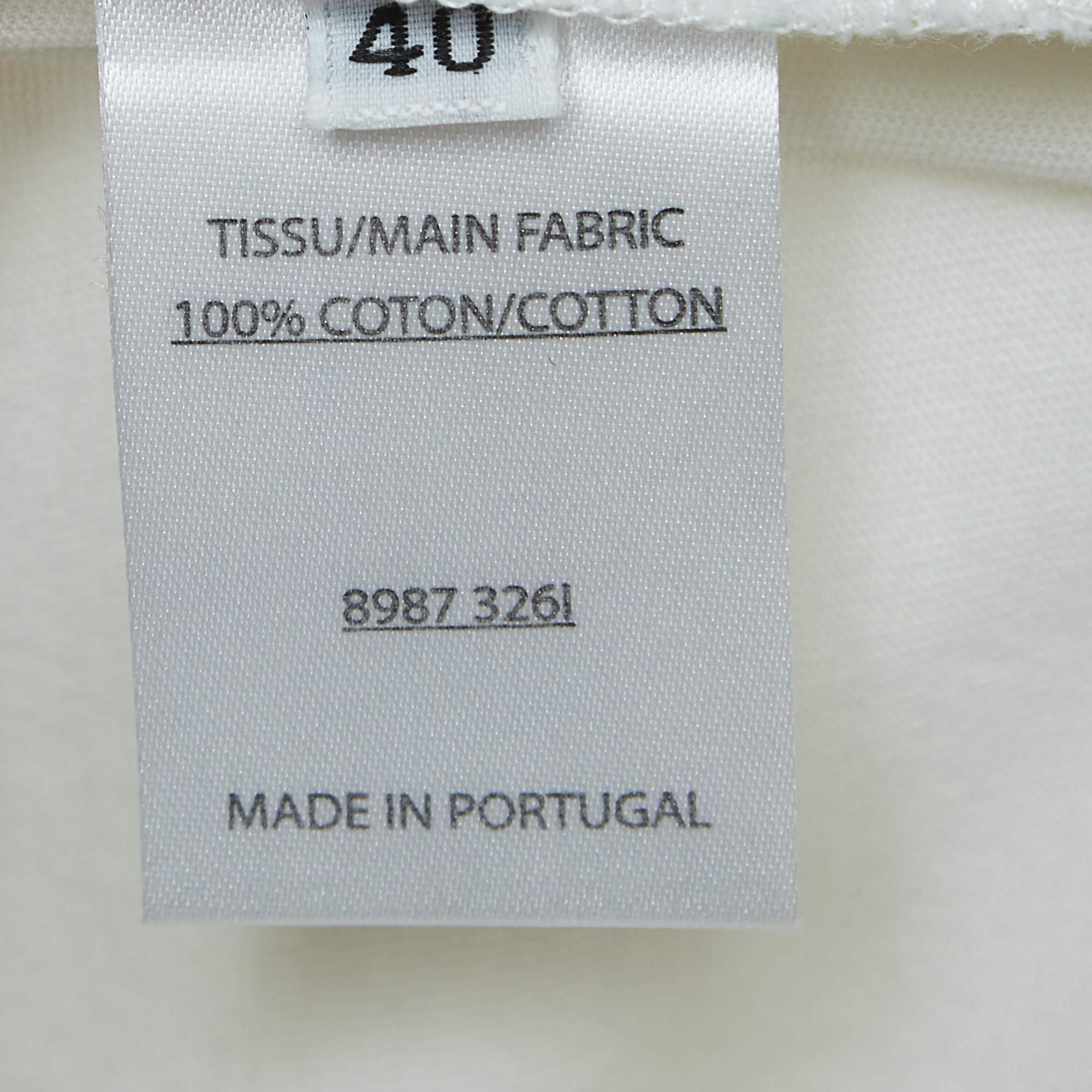 Balmain White Logo Print Distressed Cotton Button Detailed Tank Top M For Sale 3