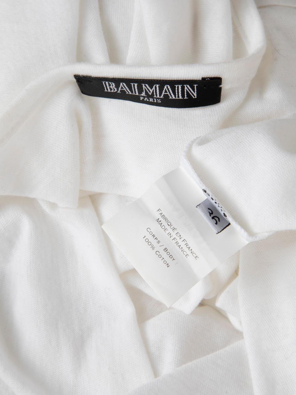 Balmain White Top con logo stampato taglia S. in vendita 1