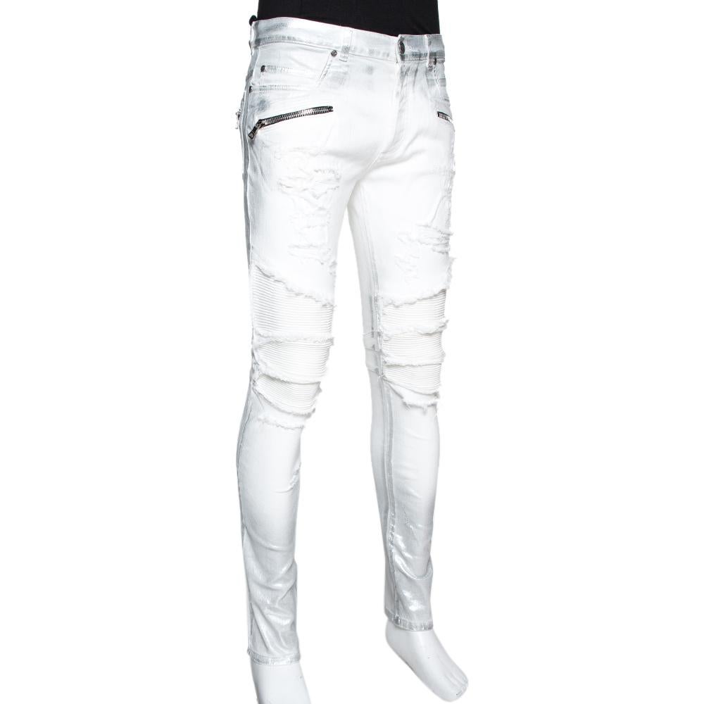 balmain jeans white