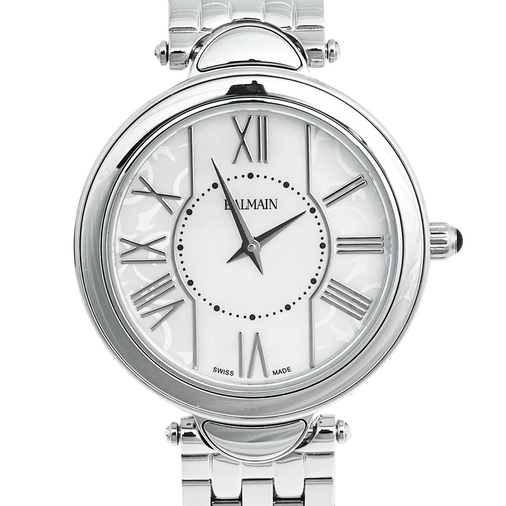 Contemporary Balmain White Mother of Pearl Haute Elegance Women's Wristwatch 27 mm