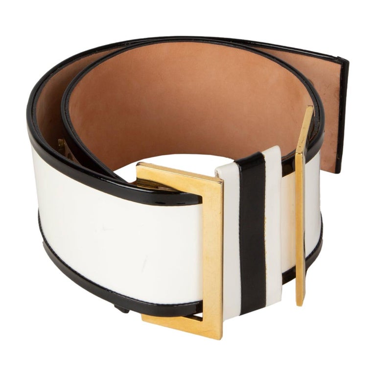 BALMAIN white patent leather WIDE WAIST Belt 36 XS at  display picture 2