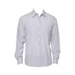Balmain White Striped Cotton Button Front Shirt L