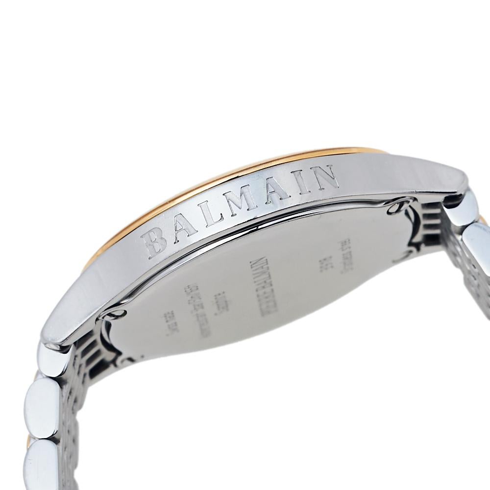 Balmain White Two-Tone Balmain De Balmain II Mini Women's Wristwatch 29 mm In Fair Condition In Dubai, Al Qouz 2