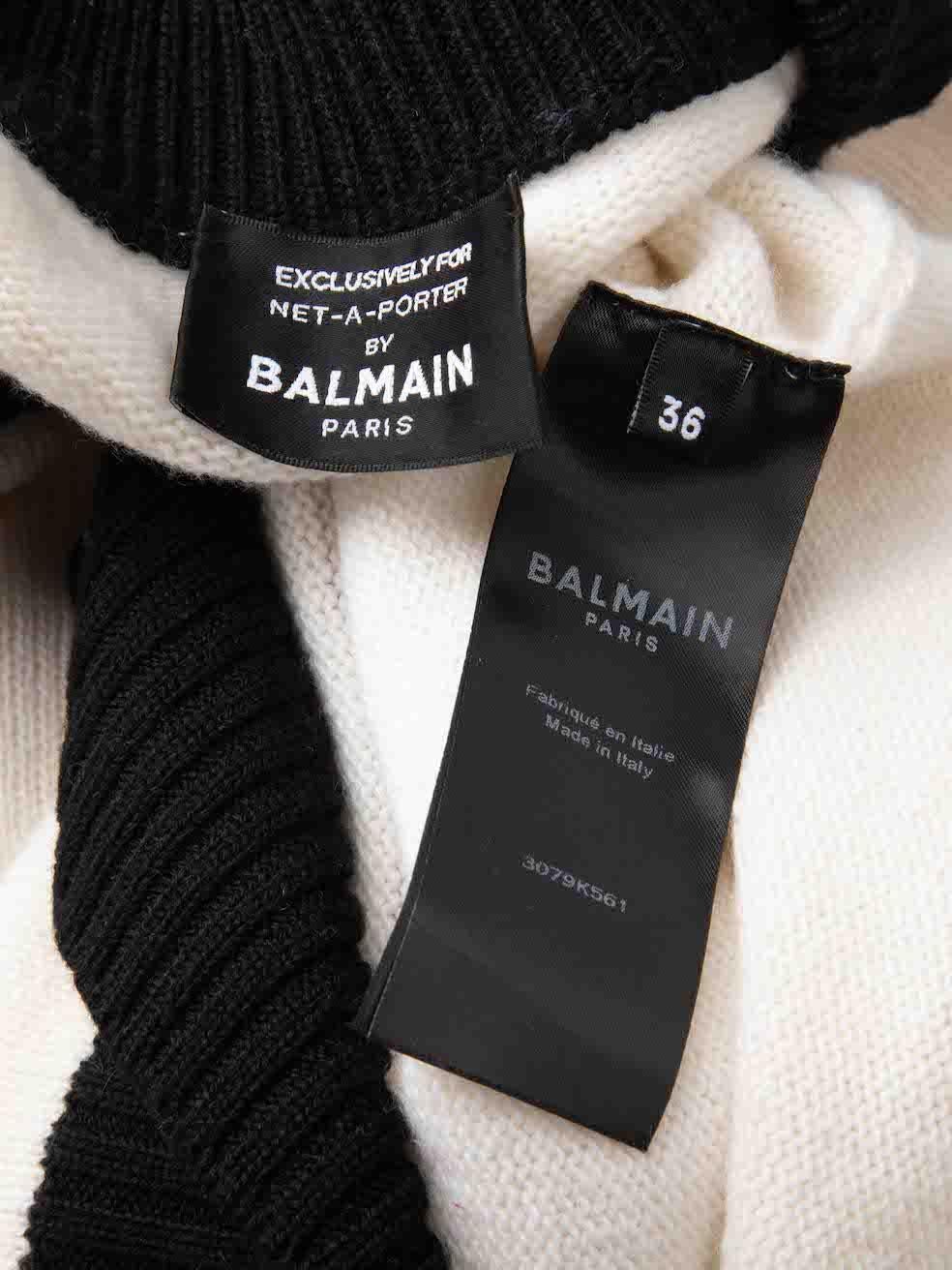 Balmain White Wool Knit Button Detail Jumper Size S 1