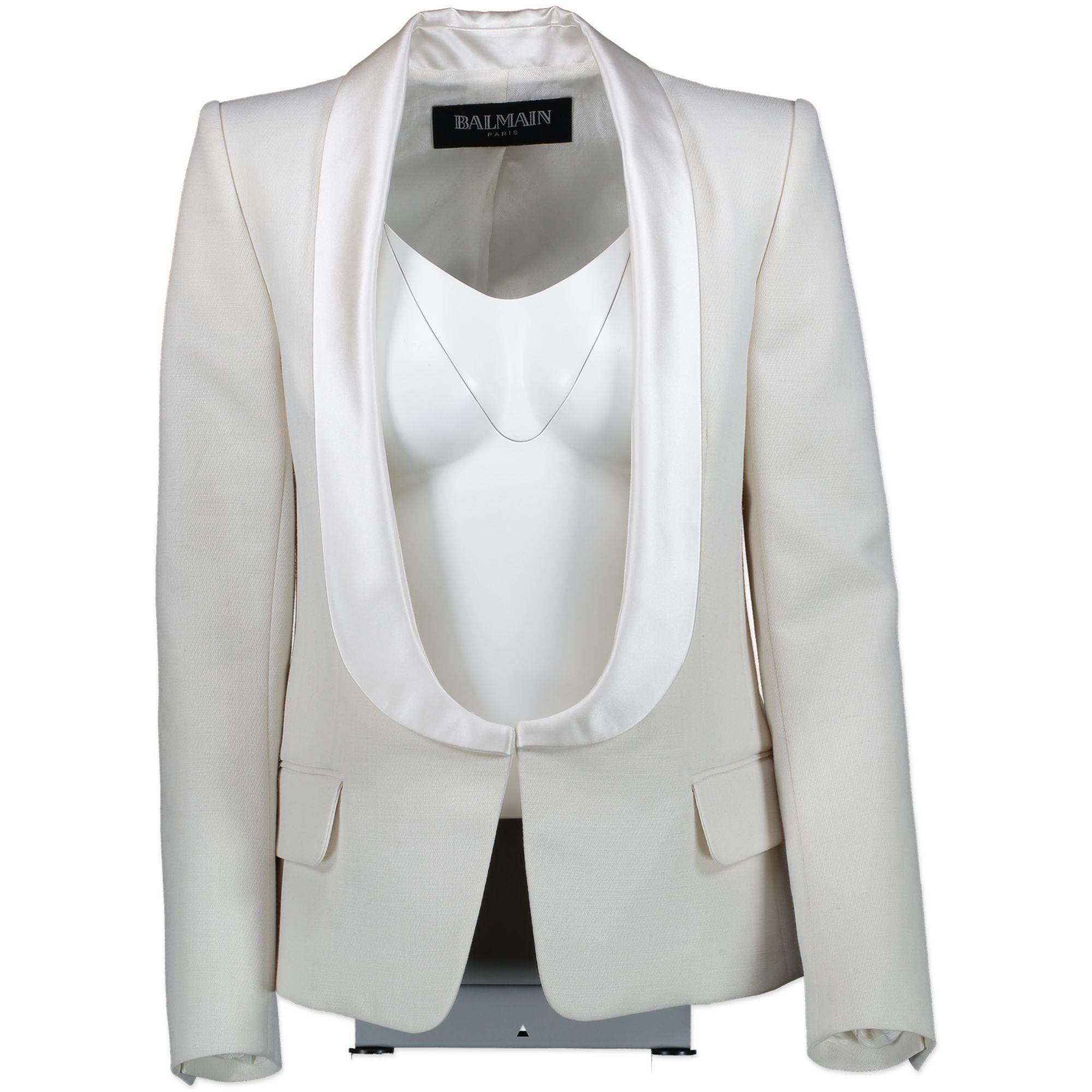 balmain white blazer