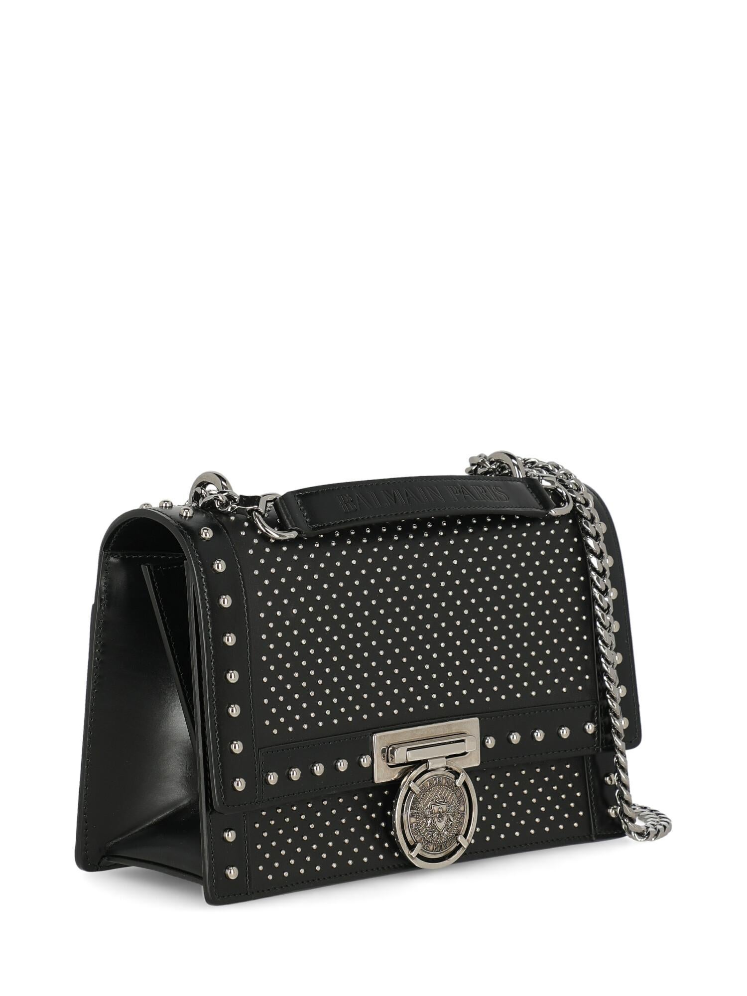 Balmain Woman Shoulder bag Black Leather In Good Condition For Sale In Milan, IT