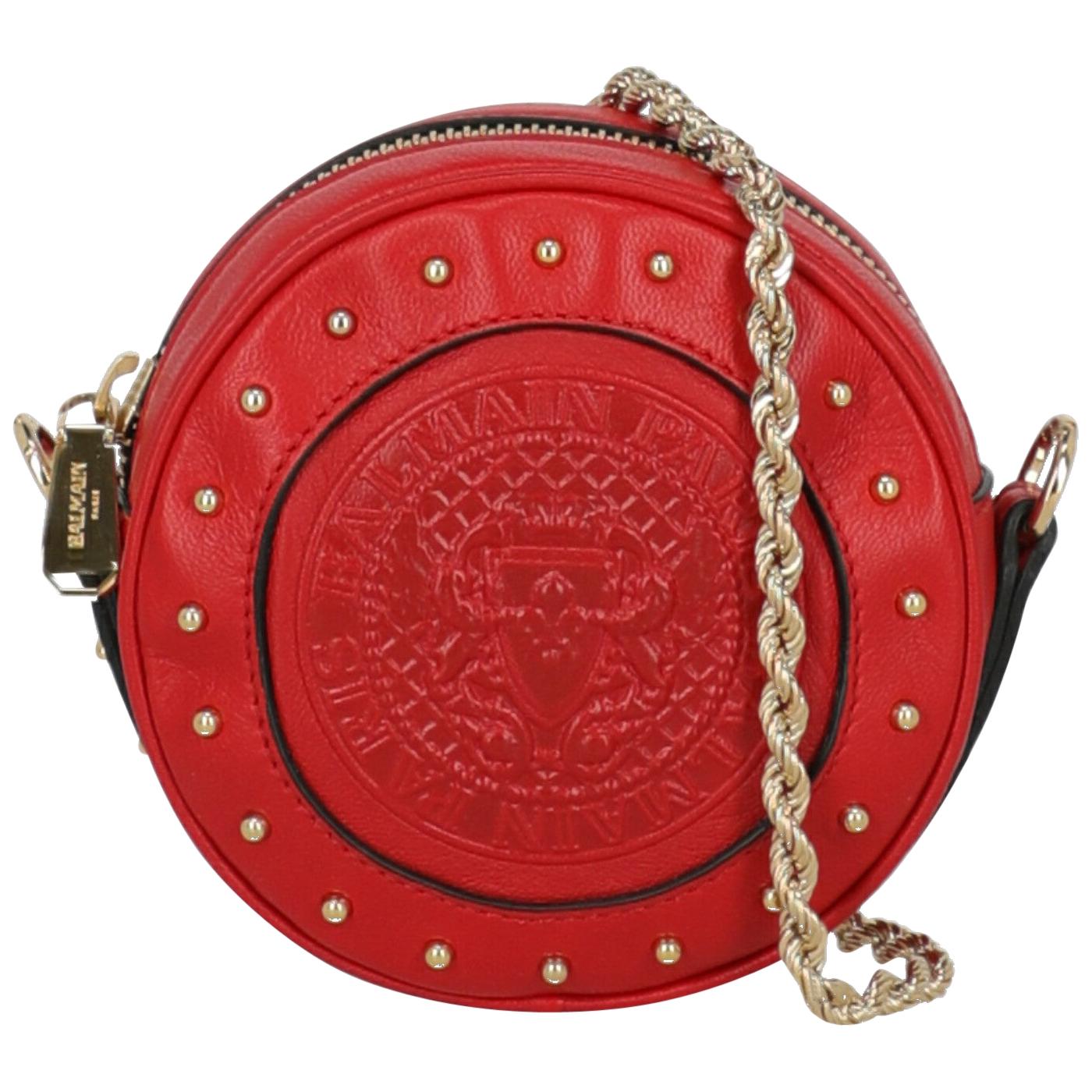 Balmain Woman Shoulder bag  Red Leather For Sale