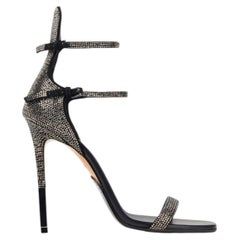 Balmain Women Shoes Black with silver crystal Strappy Sandal 40 10 classy