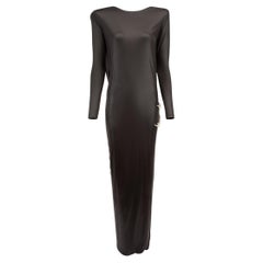 Balmain Women's Black Embellished Accent Open Back Evening Dress