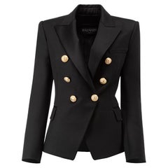 Used Balmain Women's Black Fitted Double Breasted Blazer