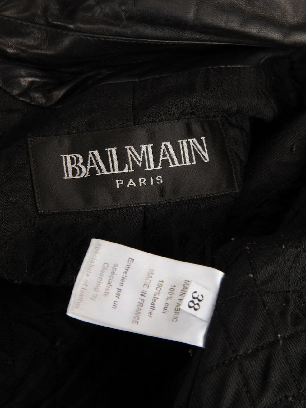 Balmain Women's Black Leather Chain Accent Biker Jacket 1