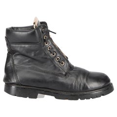 Used Balmain Women's Black Leather Zip Detail Combat Boots