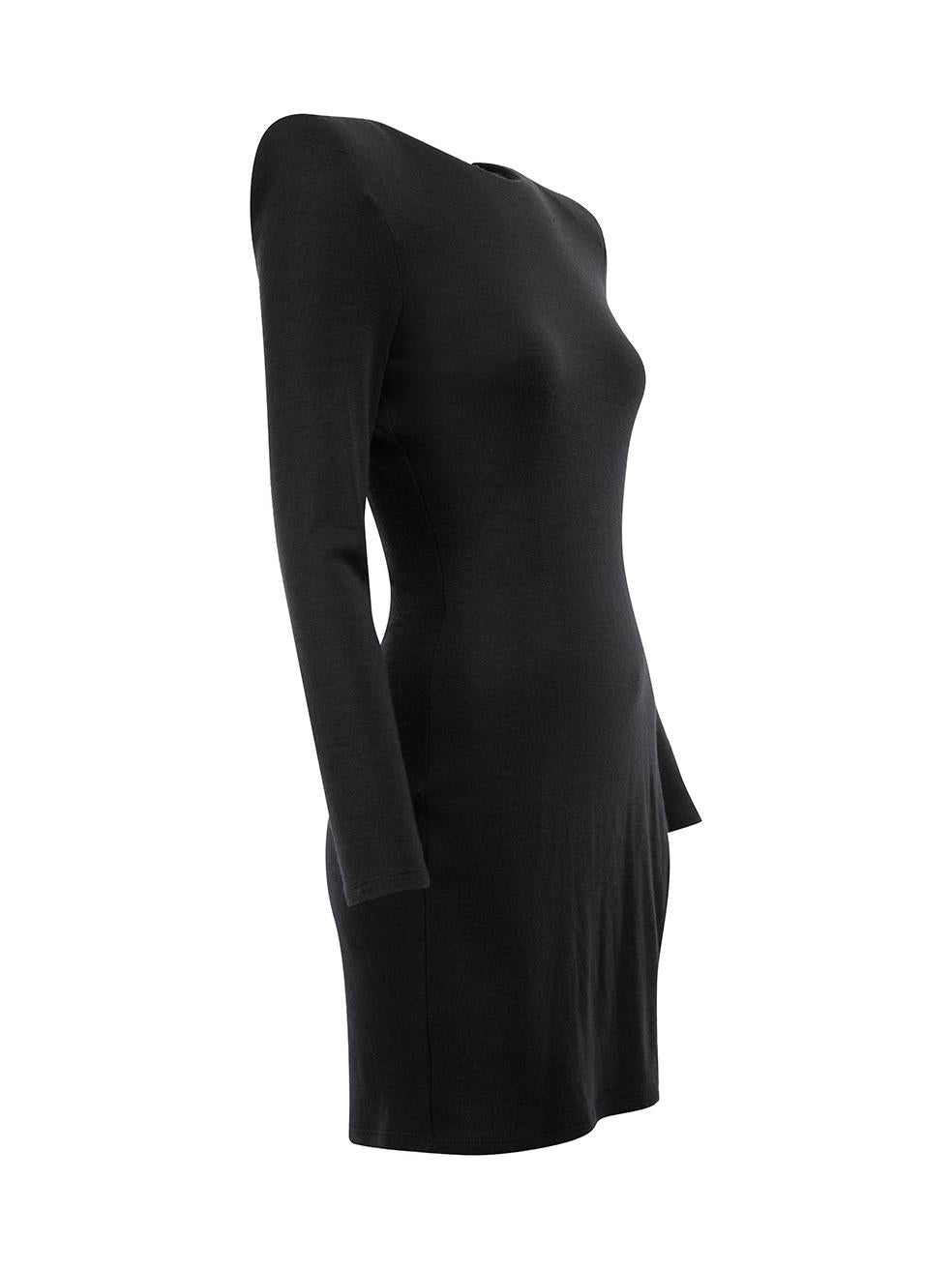 CONDITION is Good. Minor wear to dress is evident. Light wear to outer fabric where a significant amount of pilling can be seen on this used Balmain designer resale item.   Details  Black Wool Mini dress Round neckline Shoulder padded long sleeves