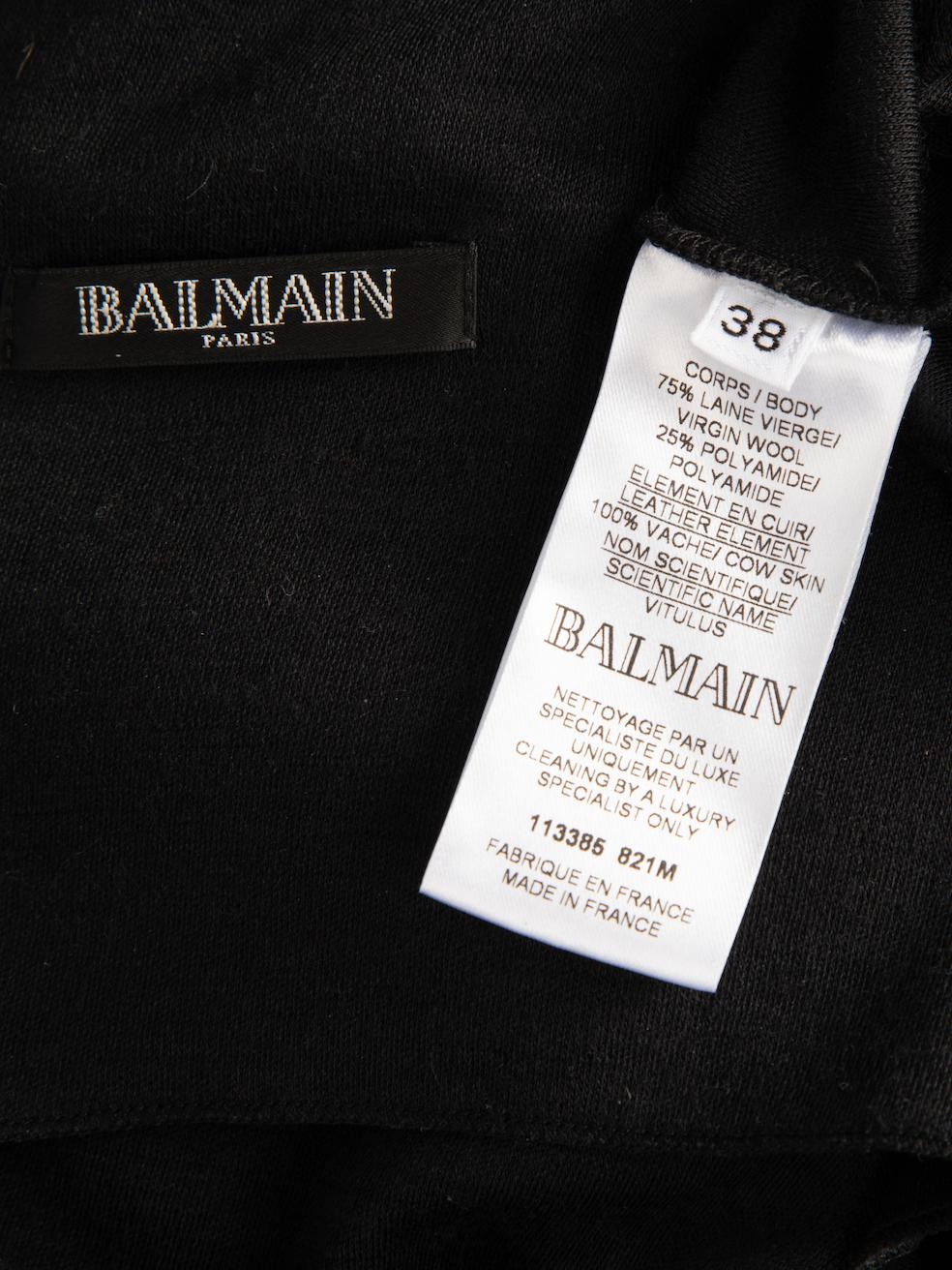 Balmain Women's Black Wool Padded Shoulder Mini Dress 1