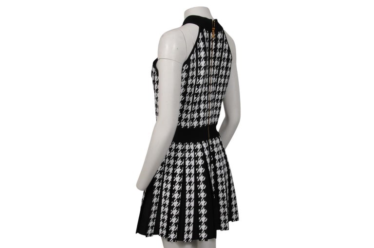 knee length dresses for ladies Balmain Monogram Jacquard Wool Blend Minidress – Runway Catalog main image 1