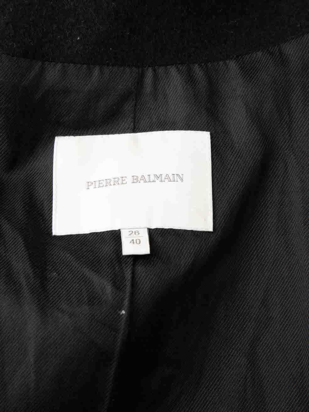 Balmain Women's Pierre Balmain Black Stud Accent Leather Sleeves Coat 1
