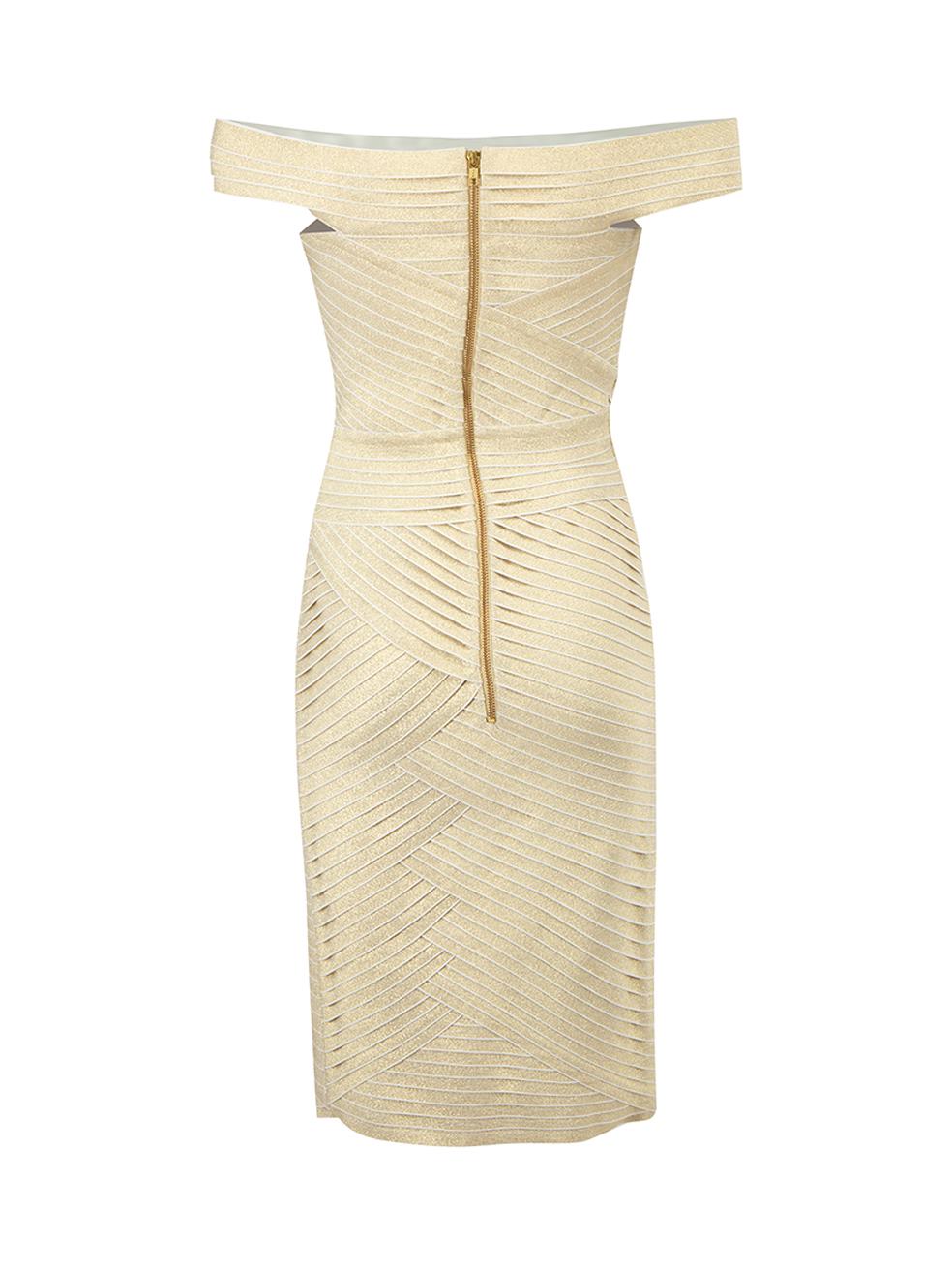 Balmain Women's Pierre Balmain Gold Bandage Bodycon Mini Dress In Good Condition For Sale In London, GB