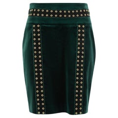 Mini-jupe Balmain en velours vert à œillets Pierre Balmain pour femme