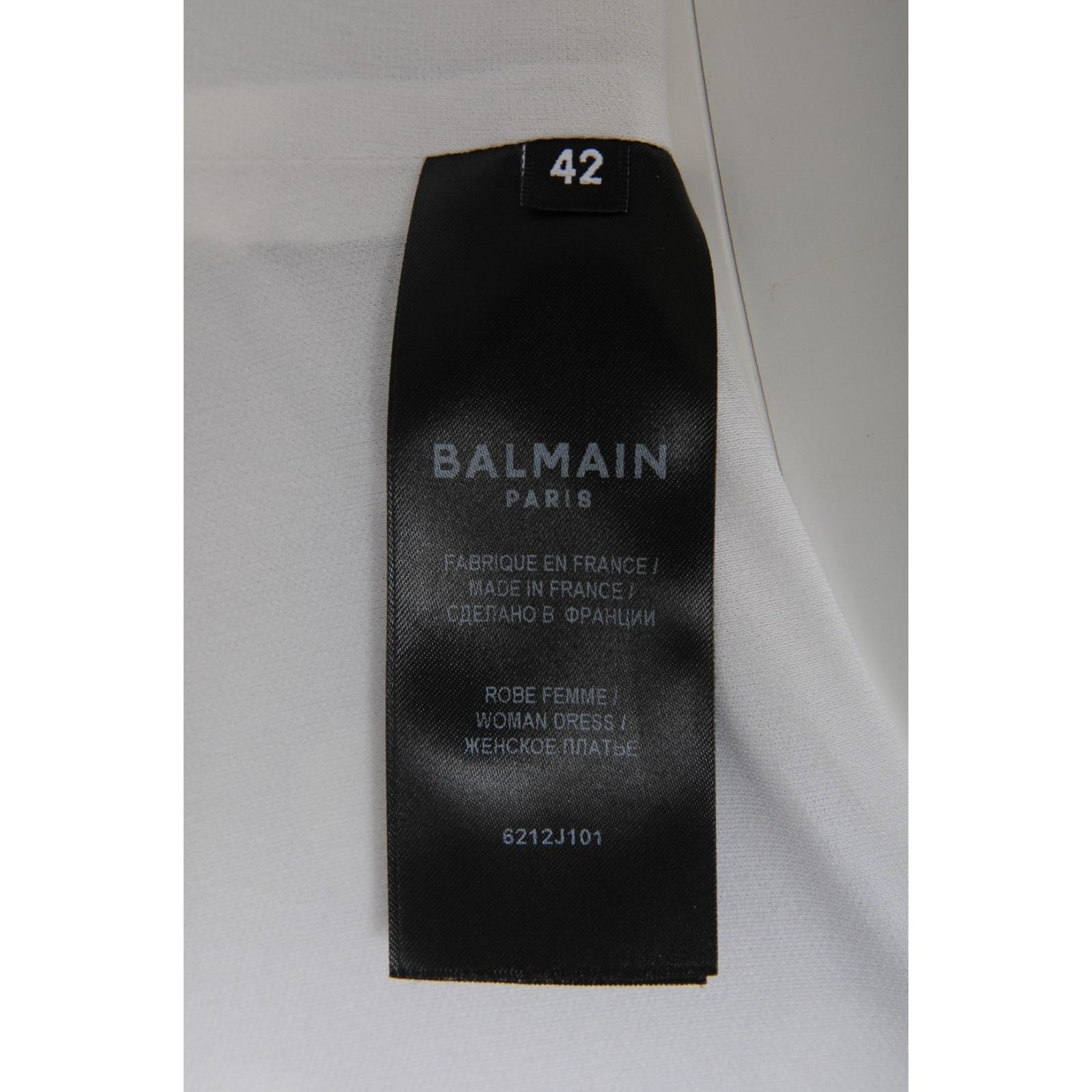 Balmain Damen Polka Dot Minikleid FR 42 Schwarz Weiß Gold Knopf Doppelbrust im Angebot 15