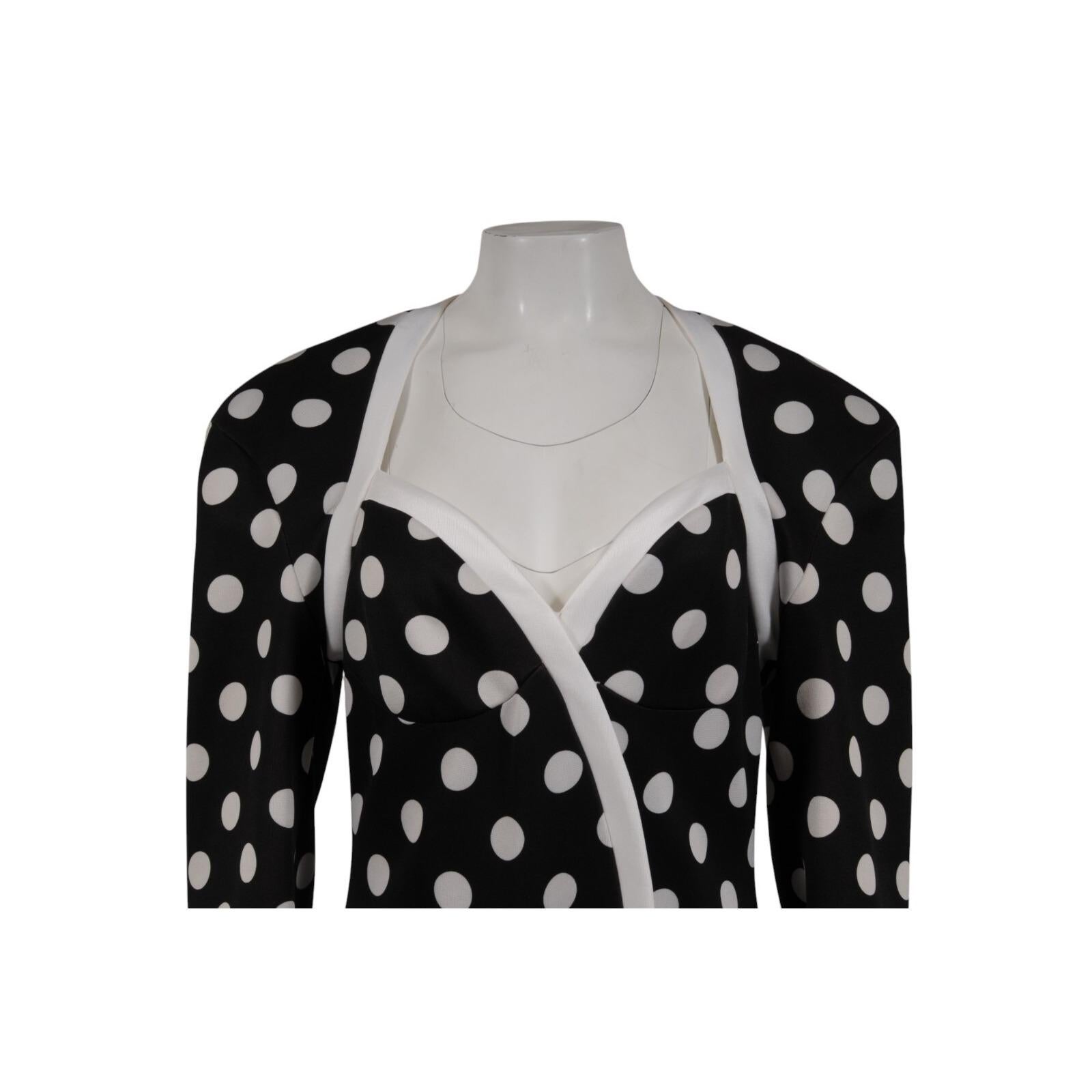 Balmain Damen Polka Dot Minikleid FR 42 Schwarz Weiß Gold Knopf Doppelbrust im Angebot 3