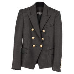 Used Balmain Womens Six Button Blazer Black 40 FR