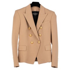 Balmain Womens Six Button Blazer Camel 40 FR