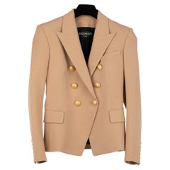 Balmain Womens Six Button Blazer Camel 40 FR