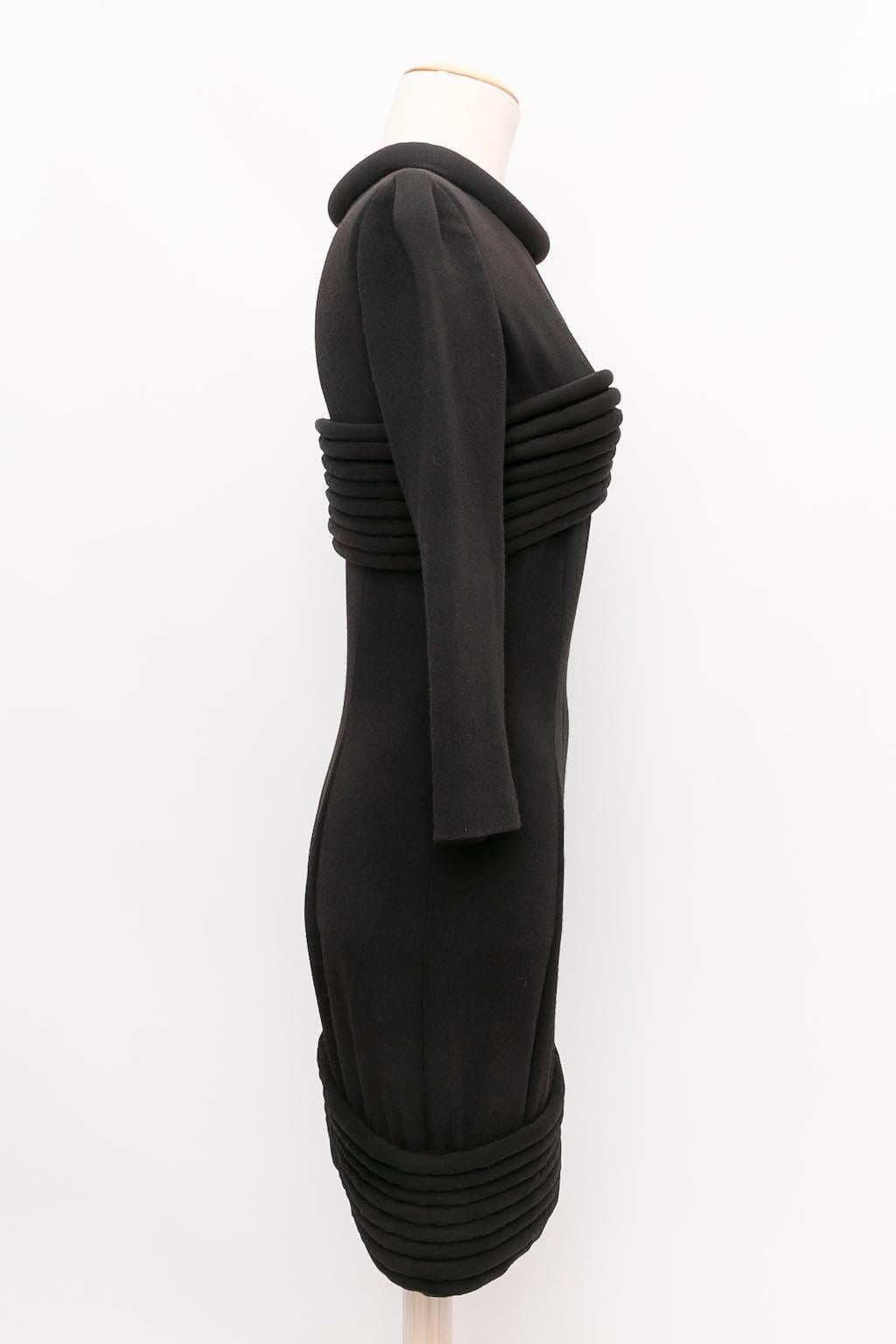 Schwarzes Balmain-Kleid aus Wolle und Seide Damen im Angebot