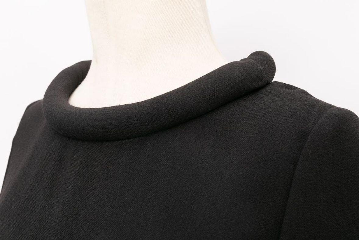Schwarzes Balmain-Kleid aus Wolle und Seide im Angebot 3