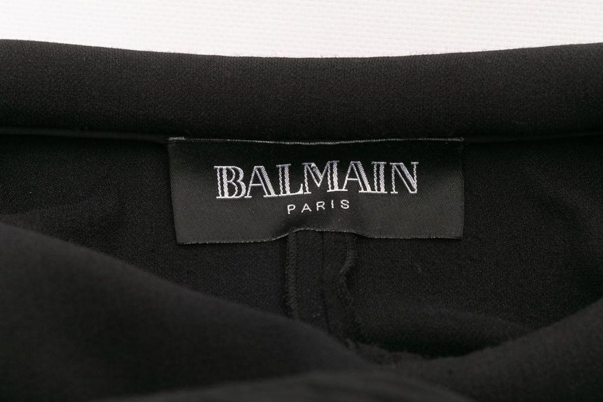 Schwarzes Balmain-Kleid aus Wolle und Seide im Angebot 4