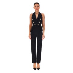 Balmain Wool Blend Button Embellished Jumpsuit