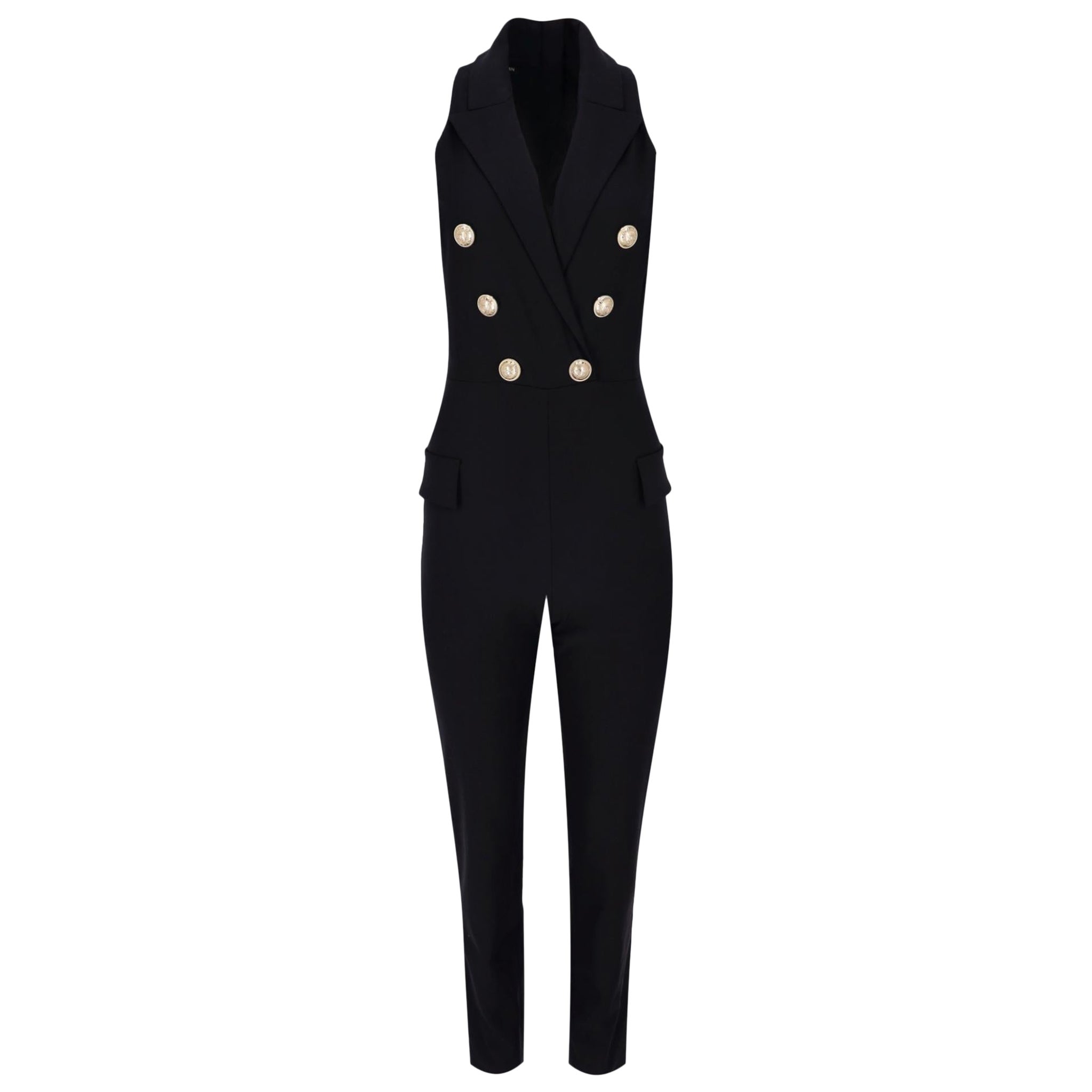 Balmain - Tuta in misto lana con bottoni impreziositi