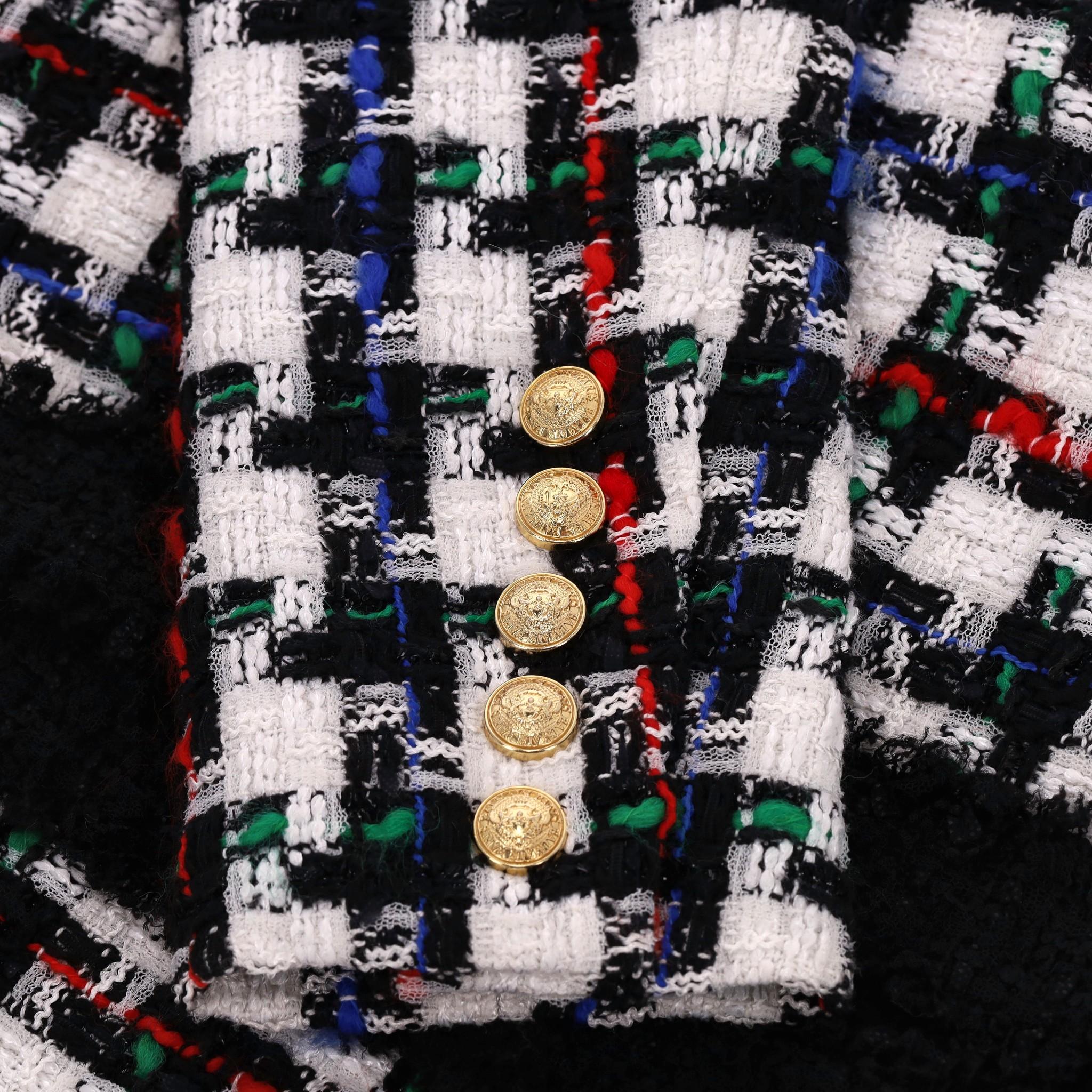 Donna Set giacca e gonna in pied de poule in misto lana di Balmain in vendita