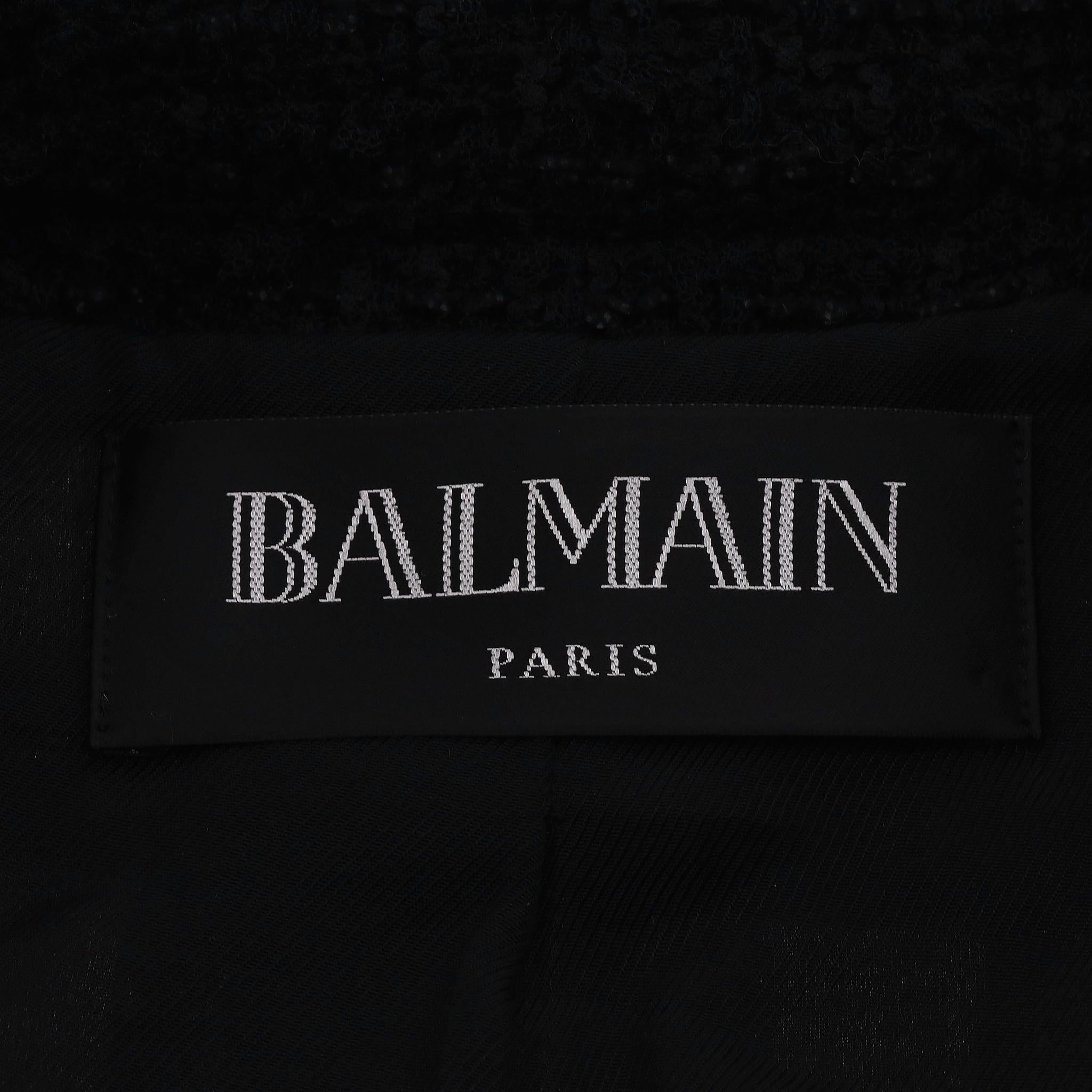 Set giacca e gonna in pied de poule in misto lana di Balmain in vendita 3