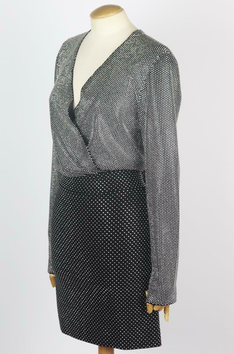 Balmain Wrap Effect Crystal Embellished Stretch Knit Mini Dress For Sale at  1stDibs