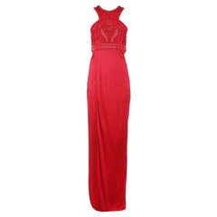 Balmain Wrap Effect Embellished Jersey Gown