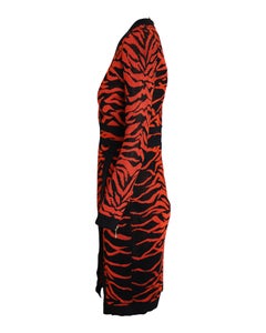 Balmain Wrap-Effect Printed Knit Dress in Orange Viscose