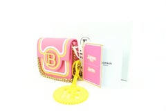 Balmain x Barbie Pink x Yellow Leather Mini Chain Crossbody Flap Bag  S128BM38