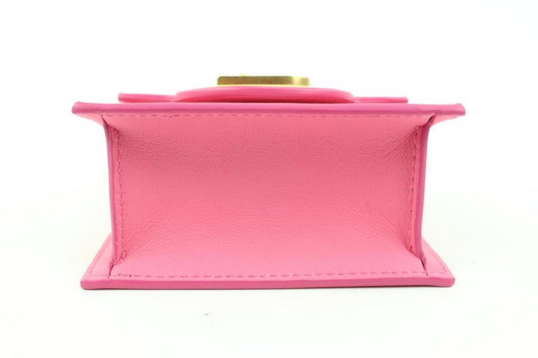 Balmain x Barbie Pink x Yellow Leather Mini Chain Crossbody Flap Bag