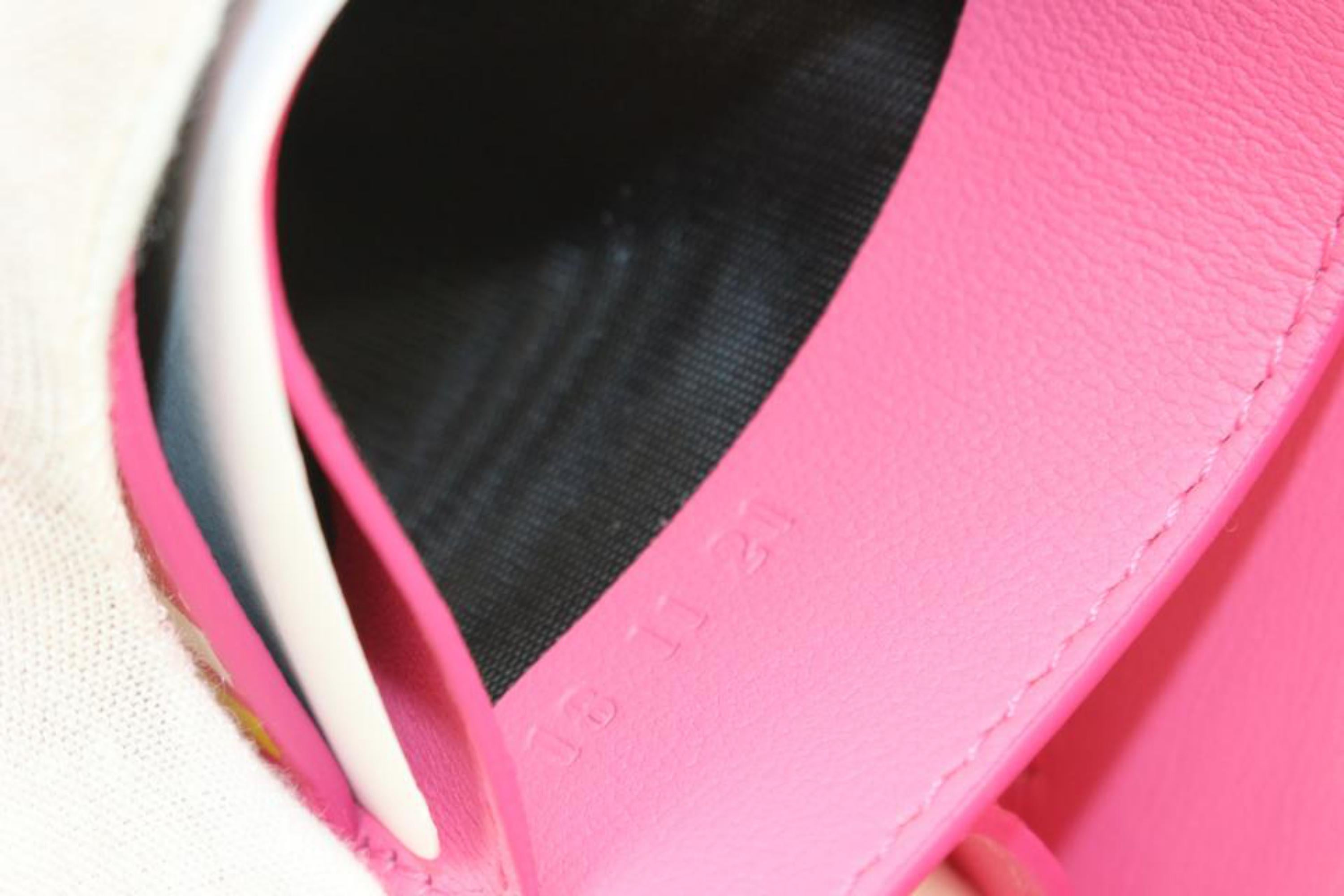 Women's Balmain x Barbie Pink x Yellow Leather Mini Chain Crossbody Flap Bag  S128BM38 For Sale