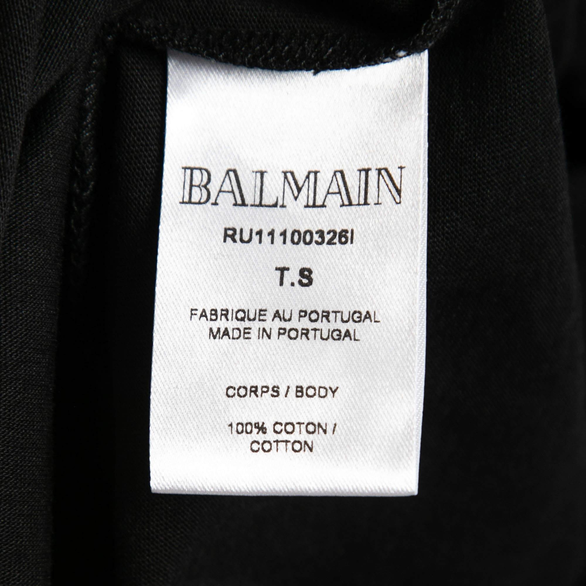 Balmain X Beyonce Black Cotton Logo T-Shirt S For Sale 1