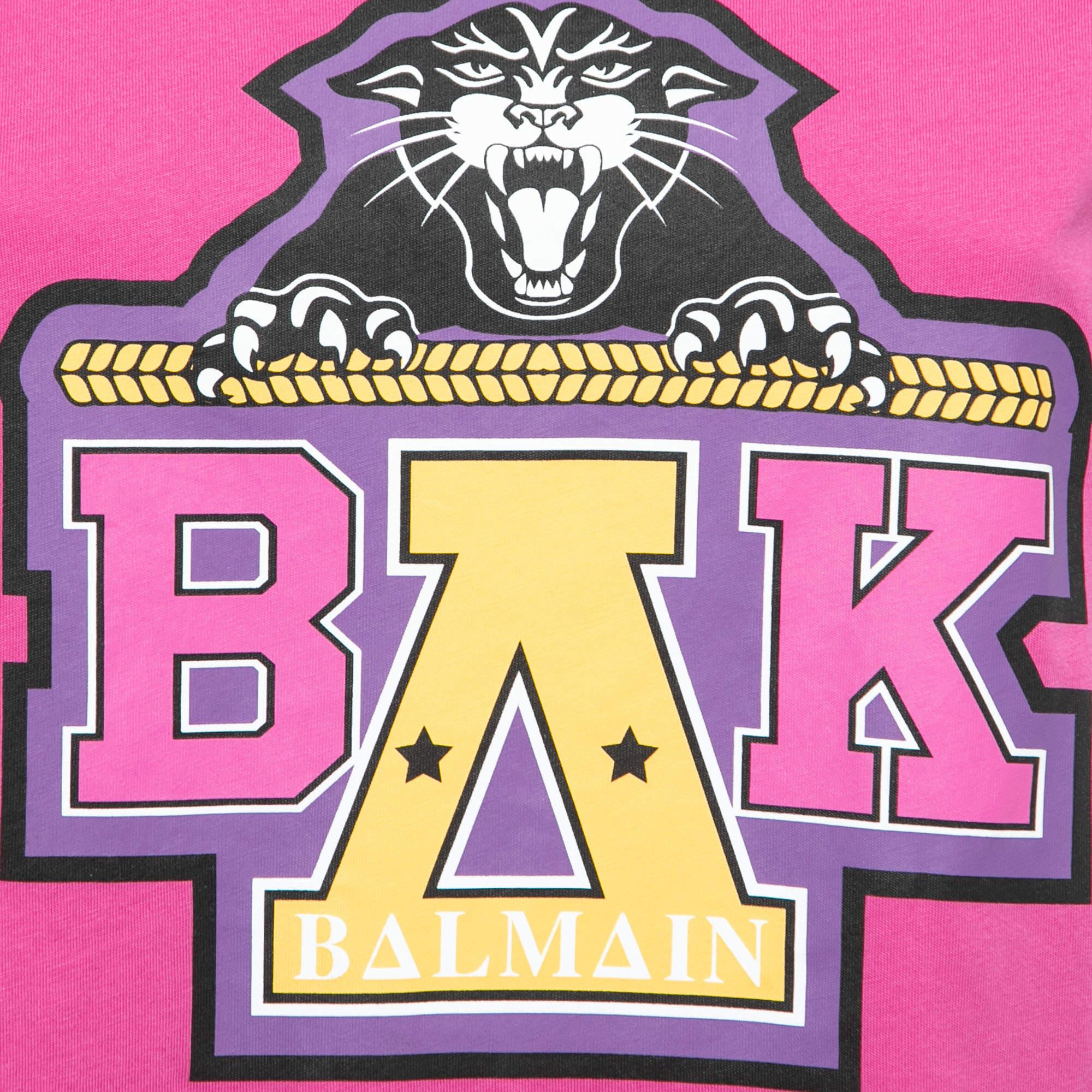 Balmain X Beyonce Pink Cotton Logo T-Shirt S In Excellent Condition In Dubai, Al Qouz 2