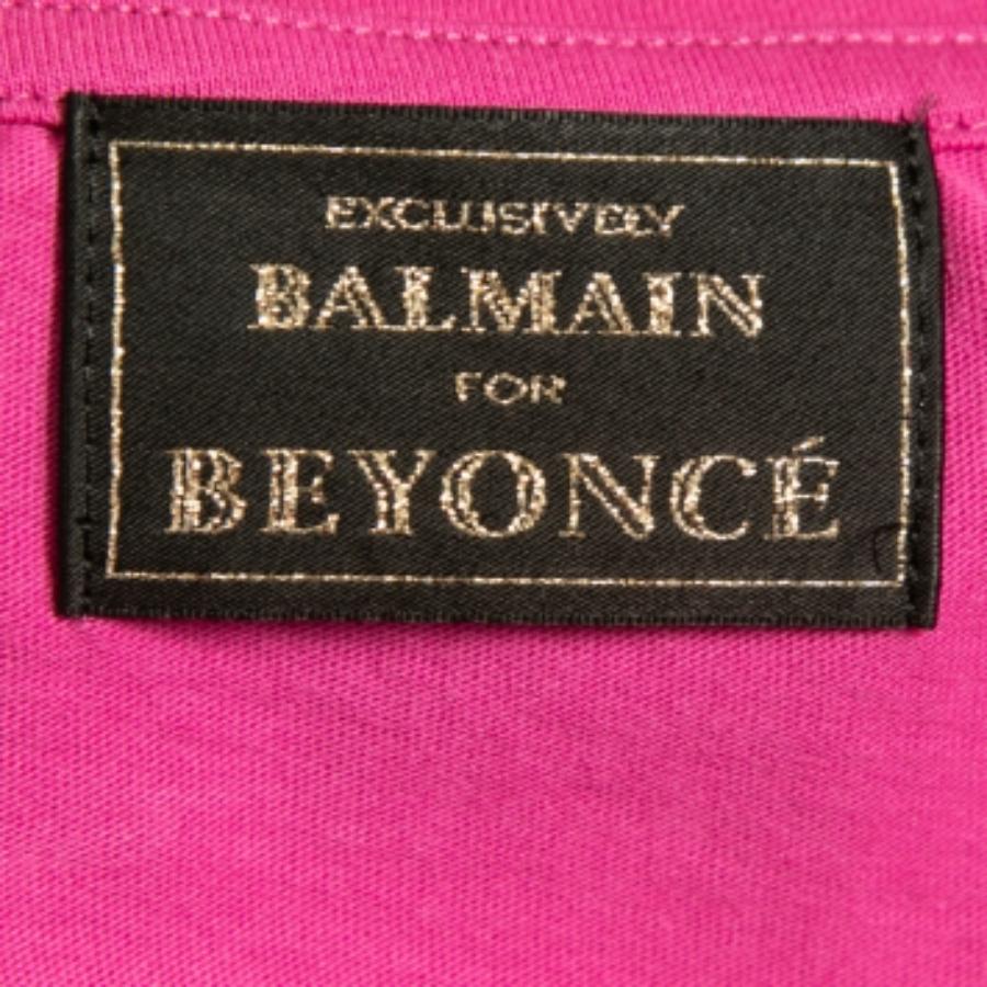 Rose T-shirt Balmain X Beyonce rose en coton avec logo S en vente